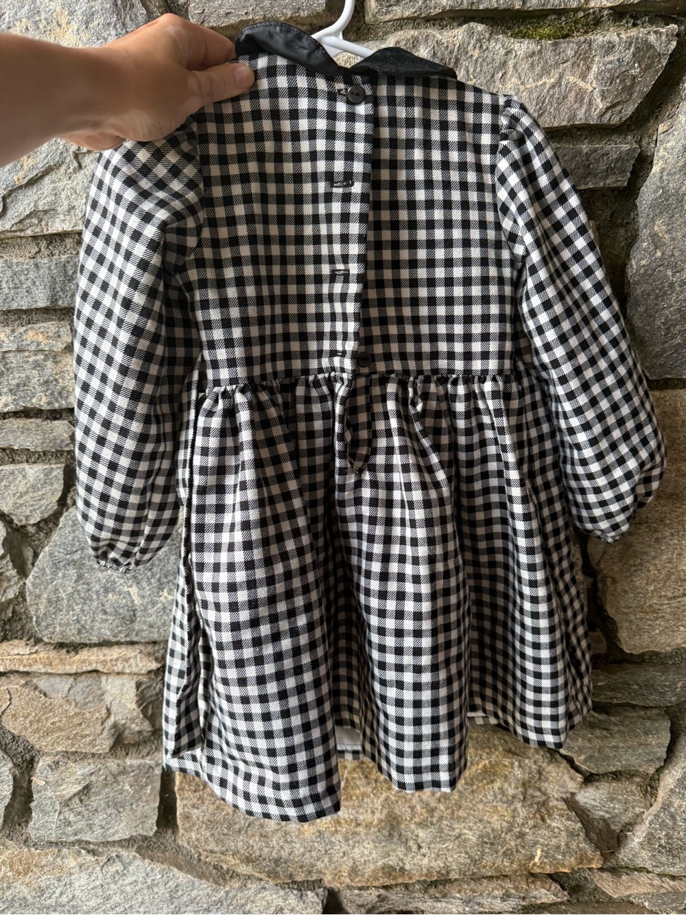 Black & White Gingham Smocked Kids Dress - Picture 3 of 3